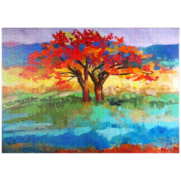 puzzleplate Autumn Tree in Vibrant Landscape 1000 Puzzle