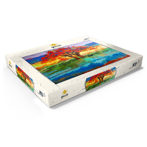 Autumn Tree in Vibrant Landscape 100 Puzzle Schachtel Ansicht1