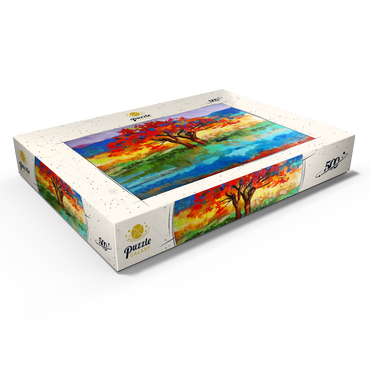 Autumn Tree in Vibrant Landscape 500 Puzzle Schachtel Ansicht1