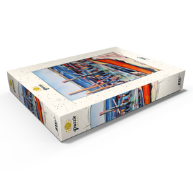 Alternative Darstellung des Puzzle-Motivs Farbenfrohes Hafenviertel mit orangefarbenem Ruderboot – Puzzleteile: 1000