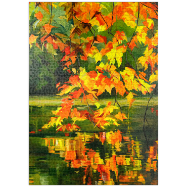 puzzleplate Autumn Leaves Reflecting on Tranquil Water 1000 Puzzle