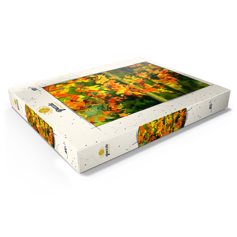 Autumn Leaves Reflecting on Tranquil Water 100 Puzzle Schachtel Ansicht1