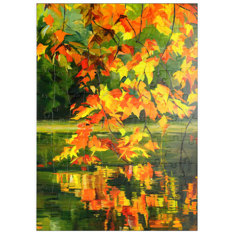 puzzleplate Autumn Leaves Reflecting on Tranquil Water 100 Puzzle