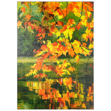 puzzleplate Autumn Leaves Reflecting on Tranquil Water 200 Puzzle