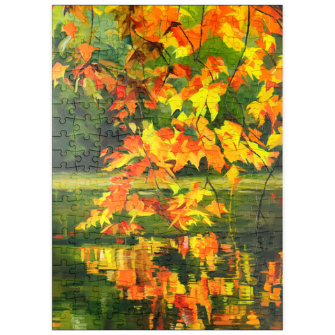 puzzleplate Autumn Leaves Reflecting on Tranquil Water 200 Puzzle