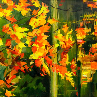 Autumn Leaves Reflecting on Tranquil Water 200 Puzzle 3D Modell