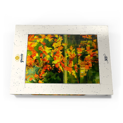 Autumn Leaves Reflecting on Tranquil Water 500 Puzzle Schachtel Ansicht3