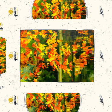 Autumn Leaves Reflecting on Tranquil Water 500 Puzzle Schachtel 3D Modell