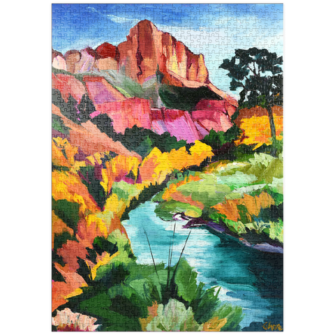Darstellung des Puzzle Motivs Farbenfrohe Canyon-Landschaft mit Fluss puzzleplate Vibrant Canyon Landscape with River 1000 Puzzle