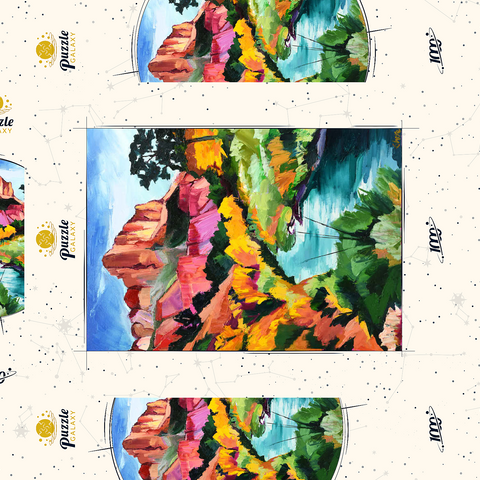 Darstellung des Puzzle Motivs Farbenfrohe Canyon-Landschaft mit Fluss Vibrant Canyon Landscape with River 1000 Puzzle Schachtel 3D Modell
