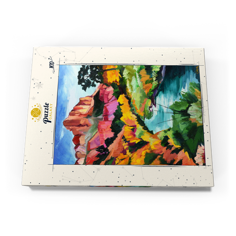 Darstellung des Puzzle Motivs Farbenfrohe Canyon-Landschaft mit Fluss Vibrant Canyon Landscape with River 100 Puzzle Schachtel Ansicht3