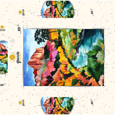 Darstellung des Puzzle Motivs Vibrant Canyon Landscape with River 100 Puzzle Schachtel 3D Modell