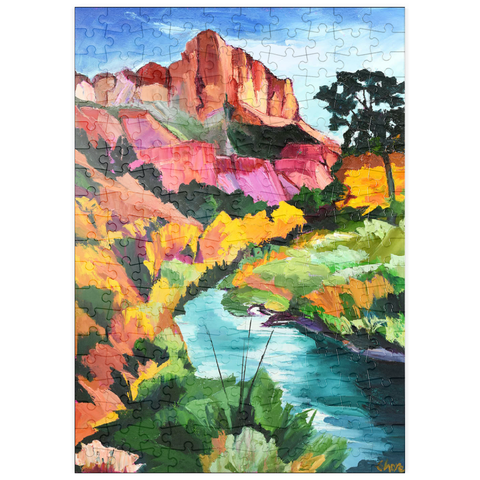 Darstellung des Puzzle Motivs Farbenfrohe Canyon-Landschaft mit Fluss puzzleplate Vibrant Canyon Landscape with River 200 Puzzle