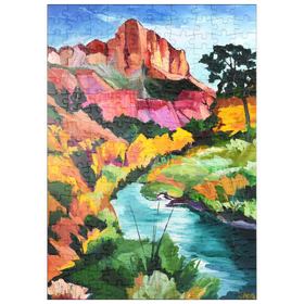Darstellung des Puzzle Motivs Farbenfrohe Canyon-Landschaft mit Fluss - Puzzleteile: 200