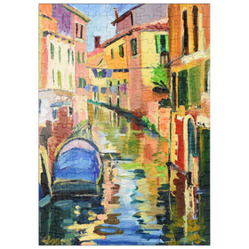 Darstellung des Puzzle-Motivs Venezianischer Kanal mit farbenfrohen Reflektionen – Puzzleteile: 200