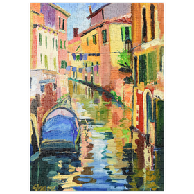 Darstellung des Puzzle-Motivs Venezianischer Kanal mit farbenfrohen Reflektionen – Puzzleteile: 500
