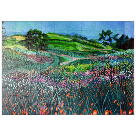 Darstellung des Puzzle Motivs Bunte Wildblumenwiese - Puzzleteile: 100