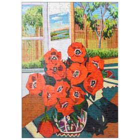 Darstellung des Puzzle Motivs Kräftige rote Mohnblumen im sonnigen Raum - Puzzleteile: 200