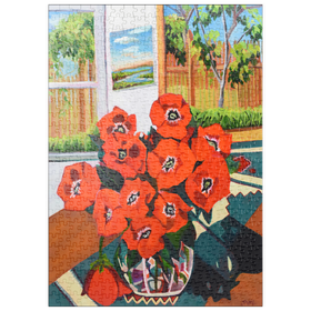 Darstellung des Puzzle Motivs Kräftige rote Mohnblumen im sonnigen Raum - Puzzleteile: 500
