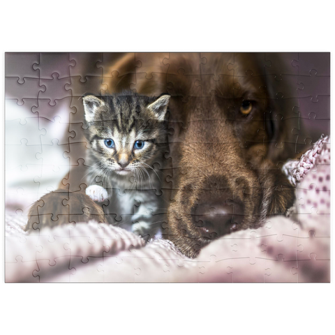 puzzleplate Kitten and Dog Resting Together 100 Puzzle