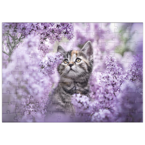 puzzleplate Kitten Among Blooming Lilac Flowers 100 Puzzle