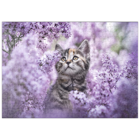 puzzleplate Kitten Among Blooming Lilac Flowers 500 Puzzle