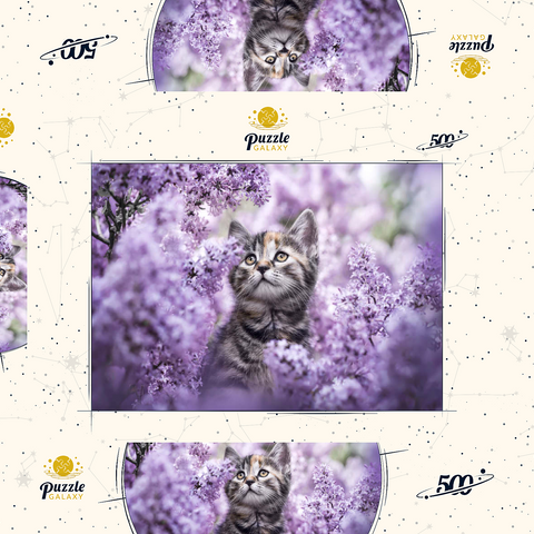 Kitten Among Blooming Lilac Flowers 500 Puzzle Schachtel 3D Modell