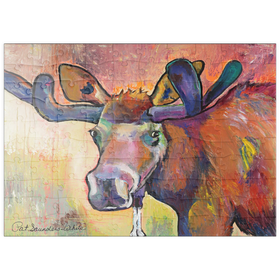 Darstellung des Puzzle Motivs Bunte Elch Porträt in abstrakten Stil - Puzzleteile: 100