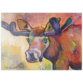 Darstellung des Puzzle Motivs Bunte Elch Porträt in abstrakten Stil - Puzzleteile: 500