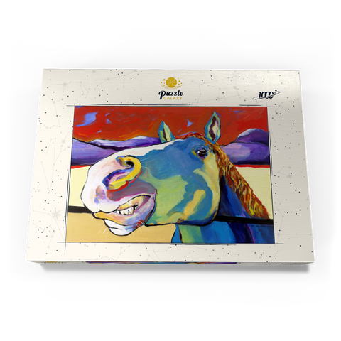 Darstellung des Puzzle Motivs Skurriles Pferdeportrait in kräftigen Farben Whimsical Horse Portrait in Bold Colors 1000 Puzzle Schachtel Ansicht3