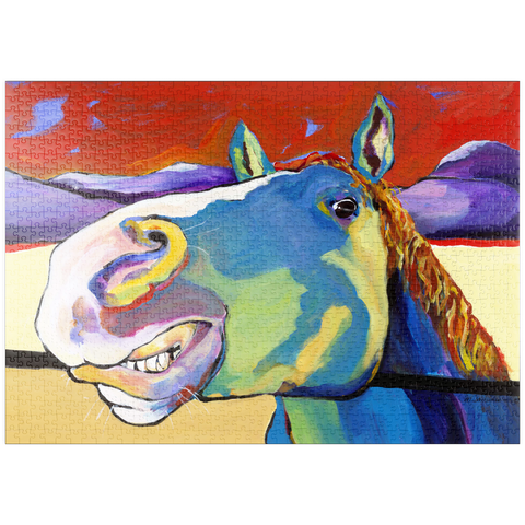 Darstellung des Puzzle Motivs Skurriles Pferdeportrait in kräftigen Farben puzzleplate Whimsical Horse Portrait in Bold Colors 1000 Puzzle