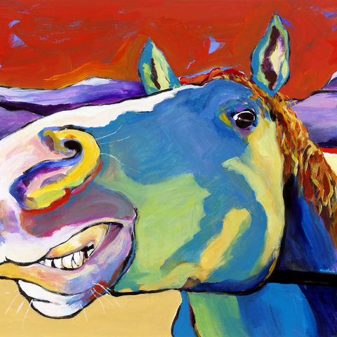 Darstellung des Puzzle Motivs Skurriles Pferdeportrait in kräftigen Farben Whimsical Horse Portrait in Bold Colors 1000 Puzzle 3D Modell