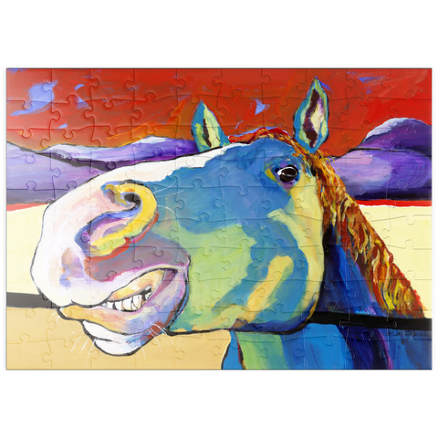 Darstellung des Puzzle Motivs Skurriles Pferdeportrait in kräftigen Farben puzzleplate Whimsical Horse Portrait in Bold Colors 100 Puzzle