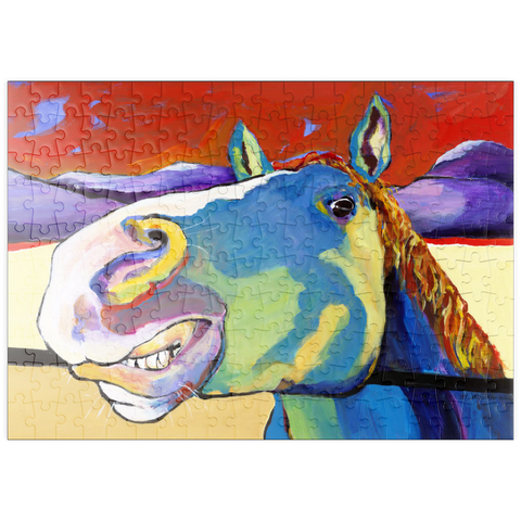 Darstellung des Puzzle Motivs Skurriles Pferdeportrait in kräftigen Farben puzzleplate Whimsical Horse Portrait in Bold Colors 200 Puzzle
