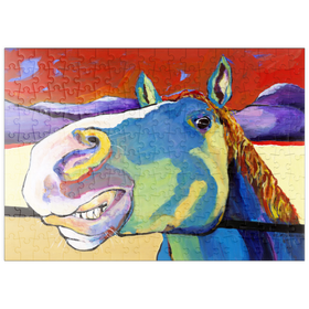 Darstellung des Puzzle Motivs Skurriles Pferdeportrait in kräftigen Farben - Puzzleteile: 200