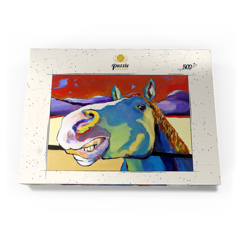 Darstellung des Puzzle Motivs Skurriles Pferdeportrait in kräftigen Farben Whimsical Horse Portrait in Bold Colors 500 Puzzle Schachtel Ansicht3