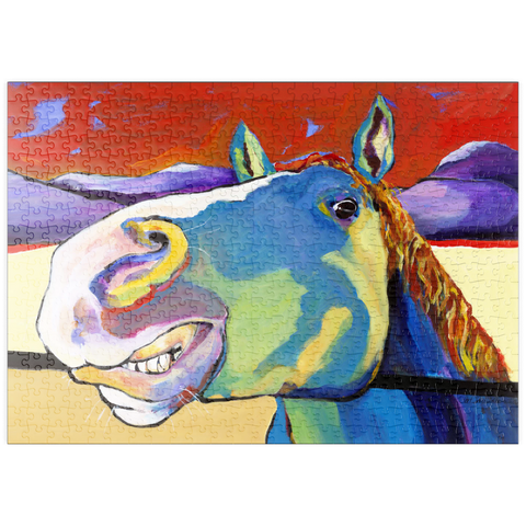 Darstellung des Puzzle Motivs Skurriles Pferdeportrait in kräftigen Farben puzzleplate Whimsical Horse Portrait in Bold Colors 500 Puzzle