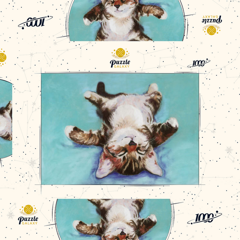 Relaxed Kitten on Turquoise Background 1000 Puzzle Schachtel 3D Modell
