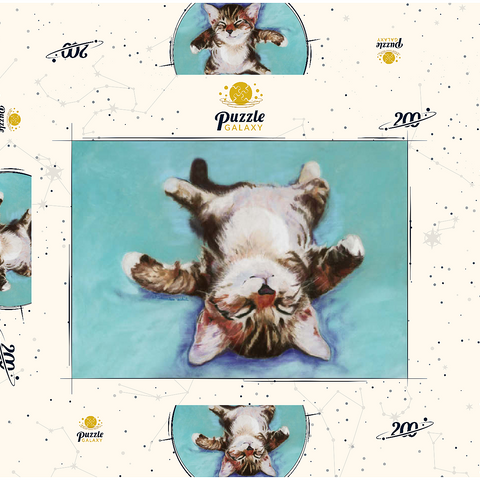 Relaxed Kitten on Turquoise Background 200 Puzzle Schachtel 3D Modell