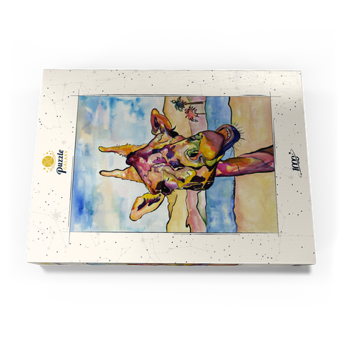 Darstellung des Puzzle Motivs Bunte Giraffe in Wüstenlandschaft Colorful Giraffe in Desert Landscape 1000 Puzzle Schachtel Ansicht3