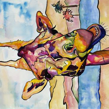 Darstellung des Puzzle Motivs Colorful Giraffe in Desert Landscape 1000 Puzzle 3D Modell