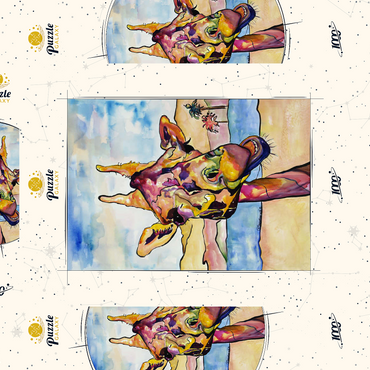 Darstellung des Puzzle Motivs Colorful Giraffe in Desert Landscape 1000 Puzzle Schachtel 3D Modell