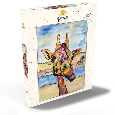 Darstellung des Puzzle Motivs Colorful Giraffe in Desert Landscape 100 Puzzle Schachtel Ansicht2