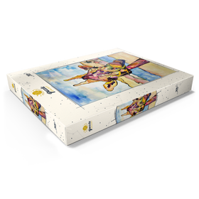 Alternative Darstellung des Puzzle-Motivs Bunte Giraffe in Wüstenlandschaft – Puzzleteile: 200