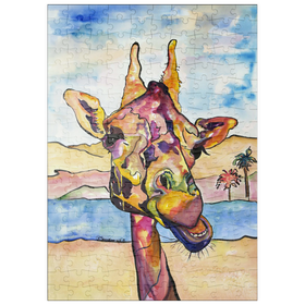 Darstellung des Puzzle-Motivs Bunte Giraffe in Wüstenlandschaft – Puzzleteile: 200