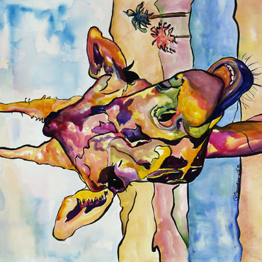 Darstellung des Puzzle Motivs Colorful Giraffe in Desert Landscape 200 Puzzle 3D Modell