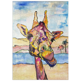 Darstellung des Puzzle-Motivs Bunte Giraffe in Wüstenlandschaft – Puzzleteile: 500