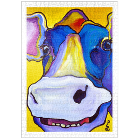 Darstellung des Puzzle-Motivs Buntes Kuhportrait – Puzzleteile: 1000