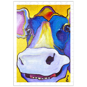 Darstellung des Puzzle-Motivs Buntes Kuhportrait – Puzzleteile: 200
