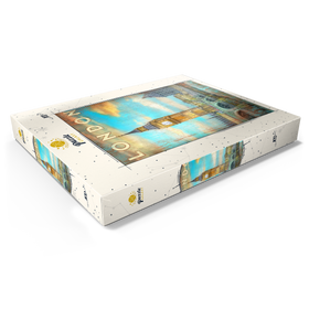 Darstellung des Puzzle Motivs Vintage London Big Ben Kunstwerk - Retro Travel Poster Stil - Puzzleteile: 100